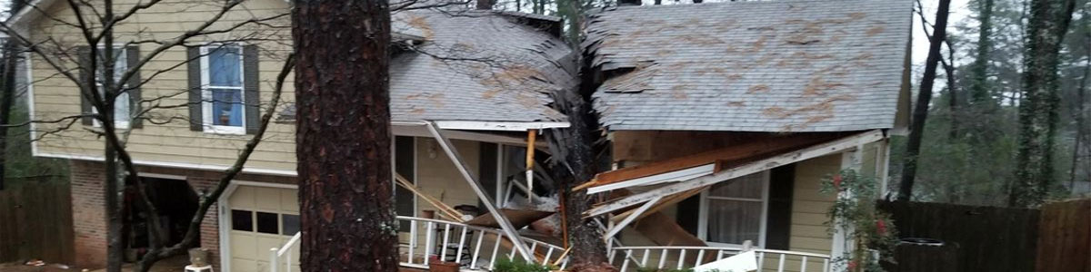 Storm damaged area