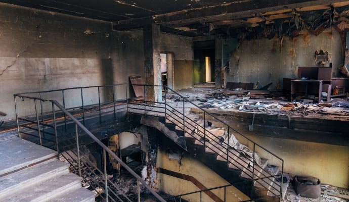 Fire damaged commercial space