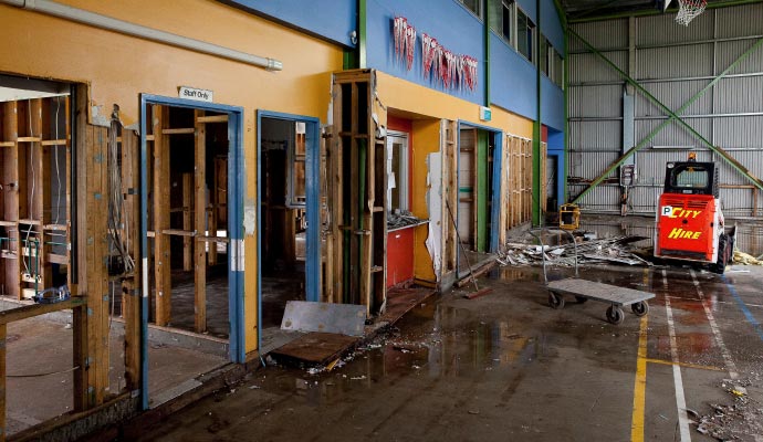 Water damaged commercial space