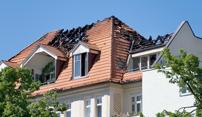 fire damage in residential area