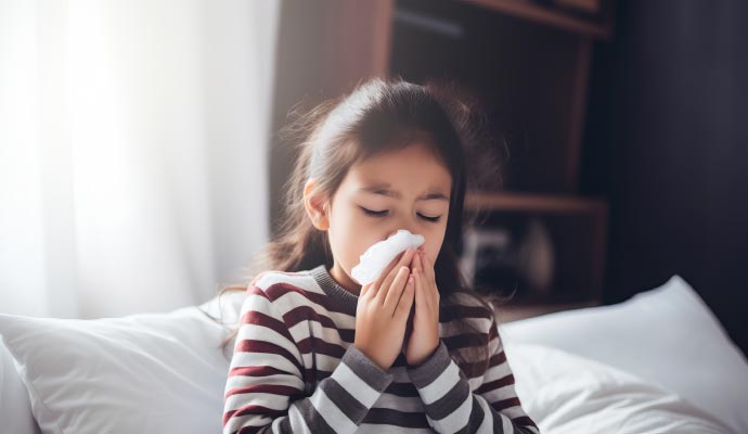Person sneezing due to smoke exposure