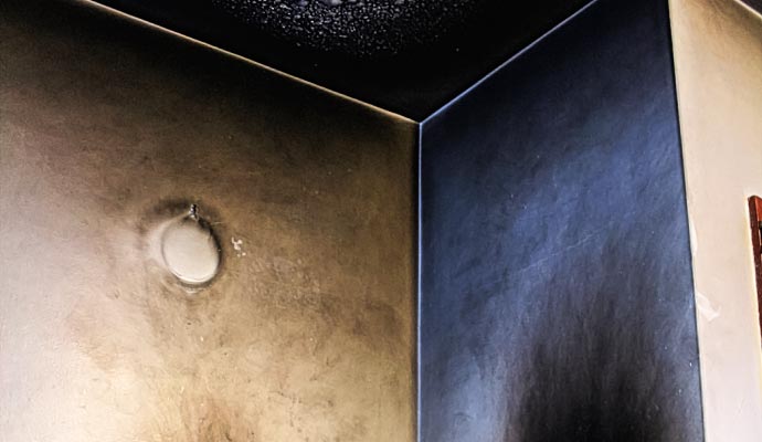 Smoke damaged wall
