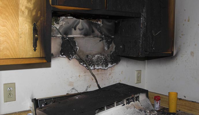 Smoke damaged kitchen