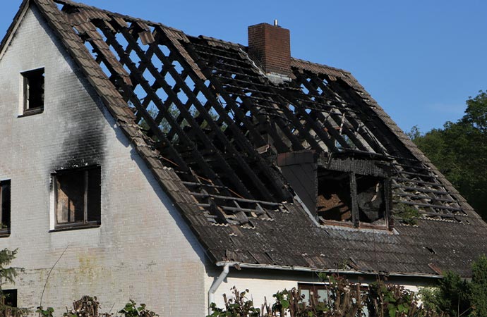 house fire burned roof truss fire damage restoration