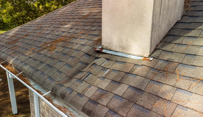 Damaged roof due to water leak