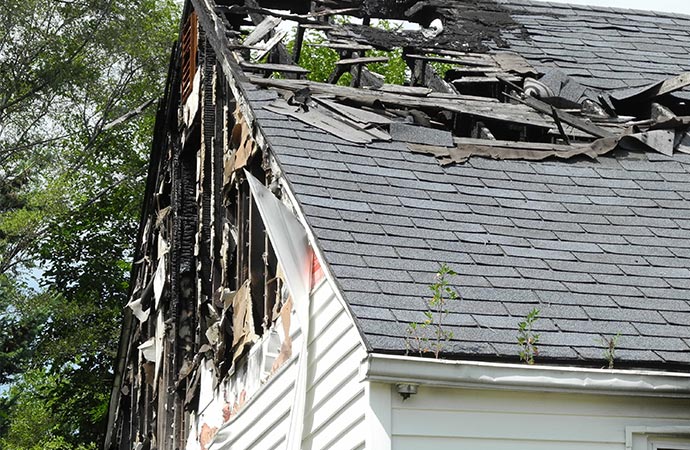 residential burned house fire damage restoration