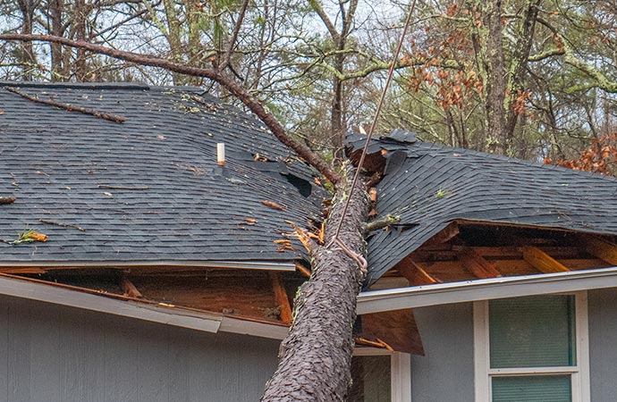 storm damaged house