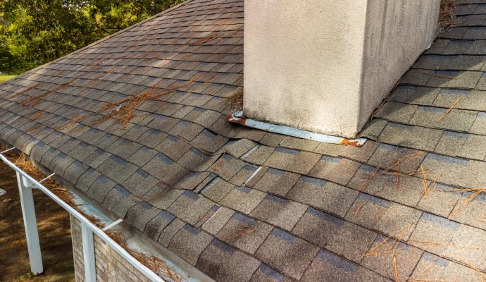 Close-up view of leaked roof