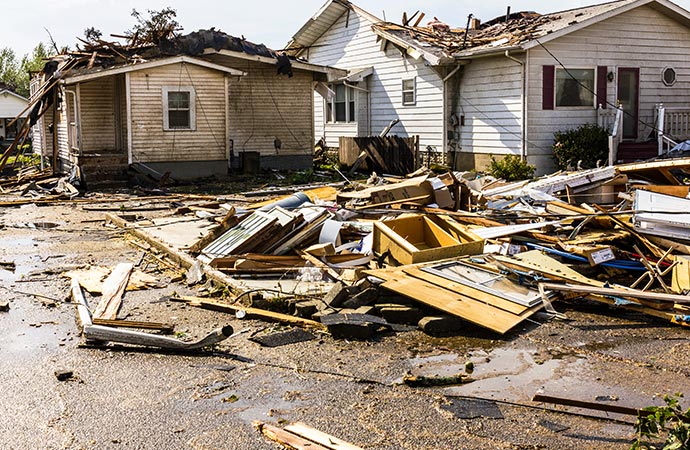 Disaster damaged houses 