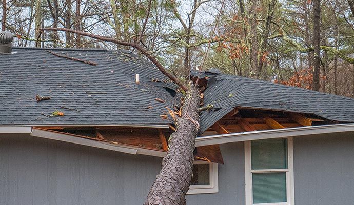 storm damaged house
