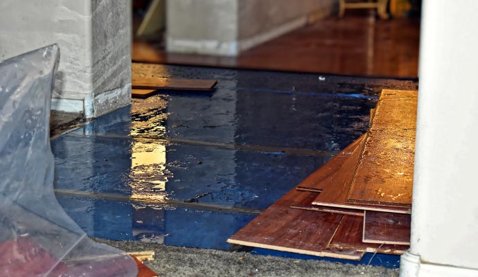 Water damaged wood floor