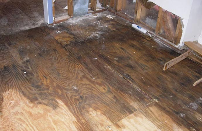 Water damaged wood floor