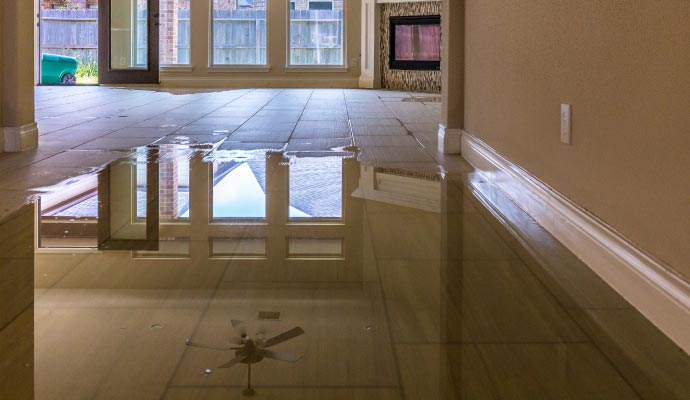 Water damaged room floor